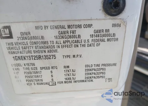 2003 Chevrolet Tahoe Lt z USA, uszkodzony, nr VIN 1GNEC13Z83R289522